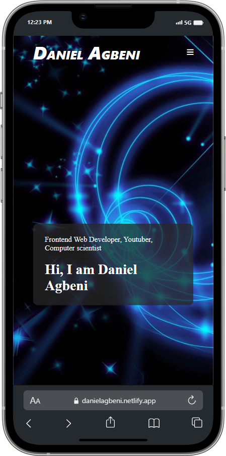 My First Potfolio Website mobile view