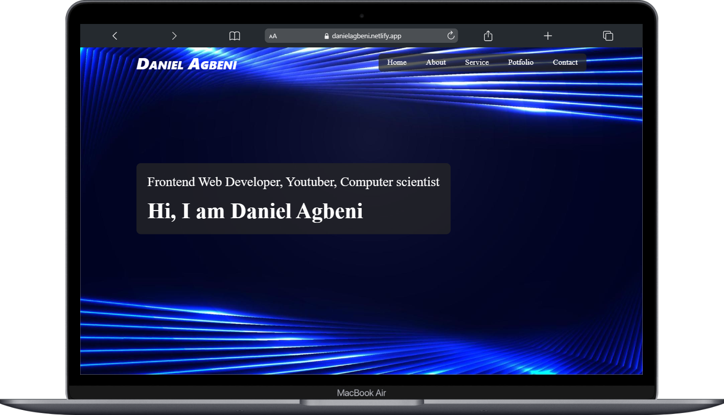 My First Potfolio Website PC view