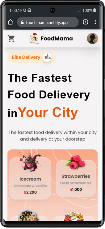 Food Mama mobile view