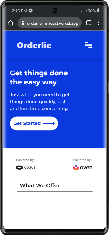 Orderlie mobile view