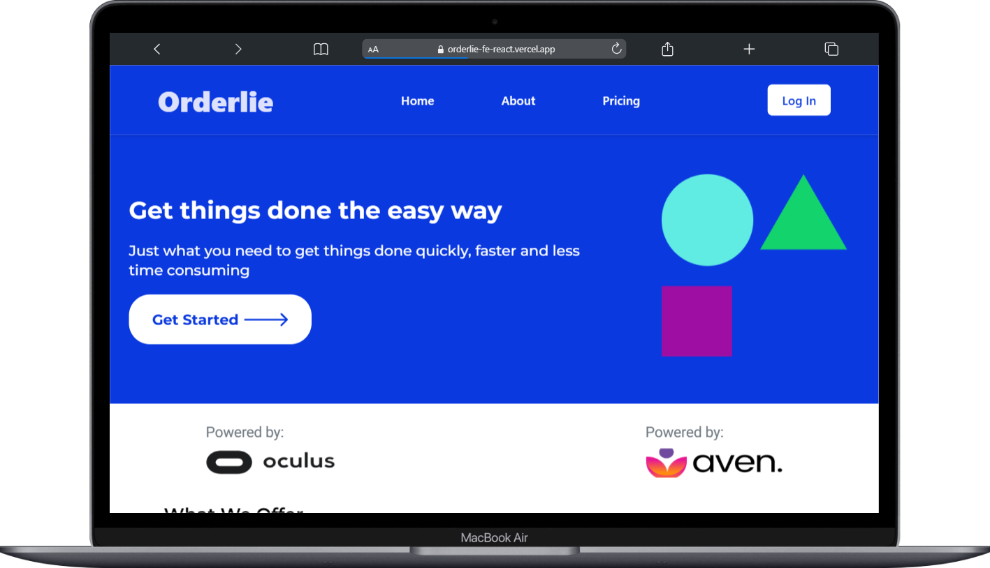 Orderlie PC view