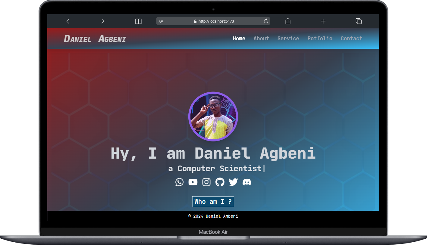 My Potfolio Website PC view